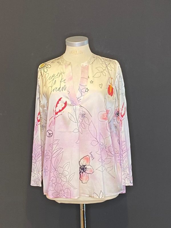 Grace Seiden-Bluse Crem/Rose