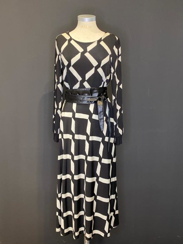 Ana Alcazar Kleid neue Länge,Black-Creme mit Gürtel