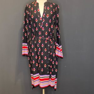 Ana Alcazar Kleid im Ethno Boho Look Black Rot Gemustert